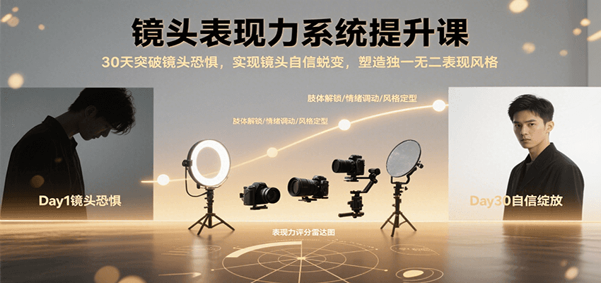 镜头表现力系统提升课，30天突破镜头恐惧实现自信蜕变，塑造独一无二表现风格-副业资源网
