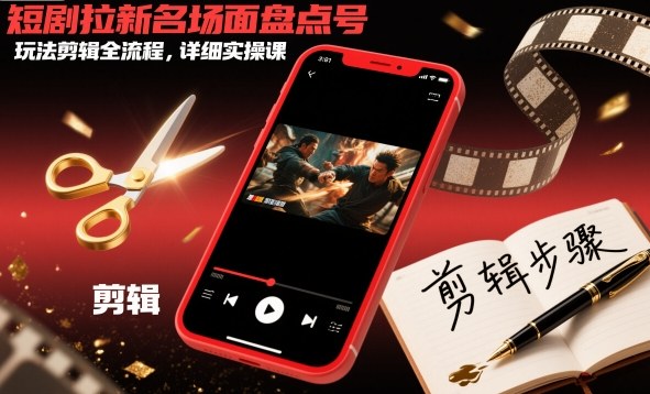 短剧拉新名场面盘点号玩法剪辑全流程,详细实操课-副业资源网