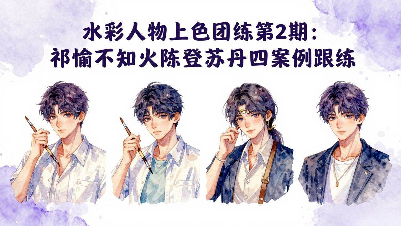 （17954期）水彩人物上色团练第2期：祁煜不知火陈登苏丹四案例跟练，手把手提升绘画能力-副业资源网