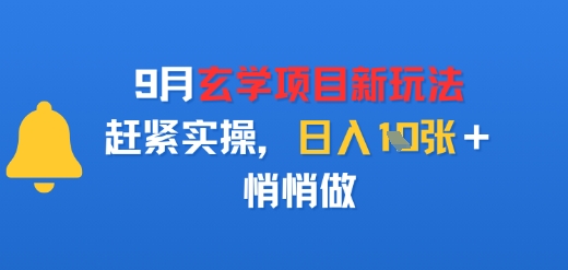 9月玄学项目新玩法，赶紧实操，日入多张，悄悄做-副业资源网