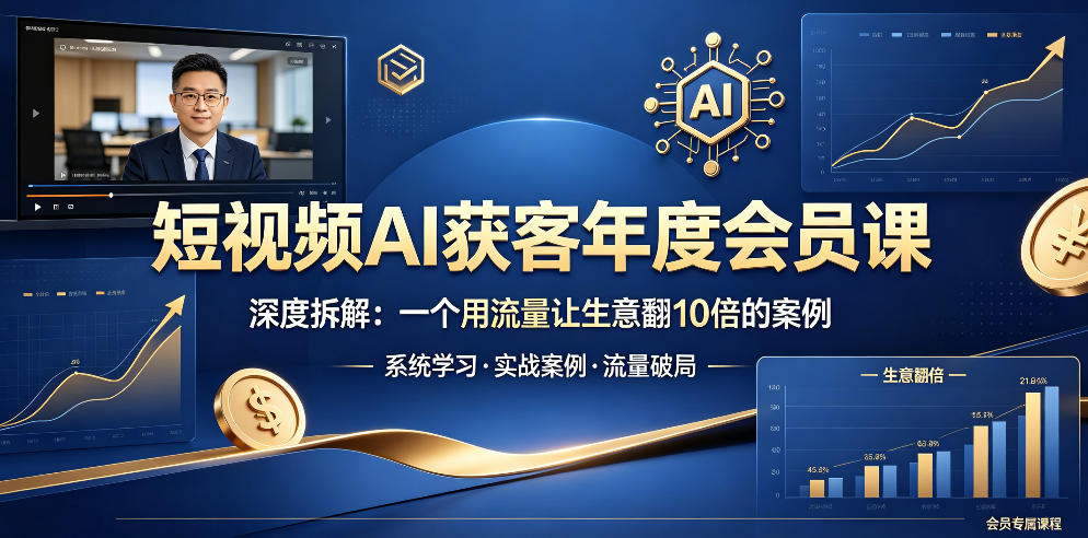 短视频AI获客年度会员课，深度拆解，一个用流量让生意翻10倍的案例-副业资源网