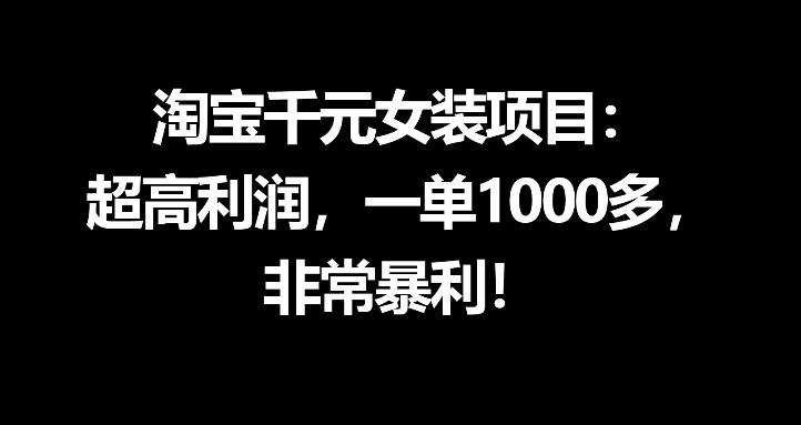 淘宝千元女装项目：超高利润，一单1000多，非常暴利-副业资源网