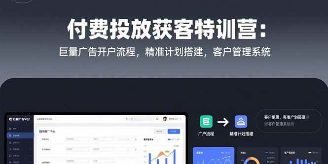（15426期）付费投放获客特训营：巨量广告开户流程，精准计划搭建，客户管理系统-副业资源网