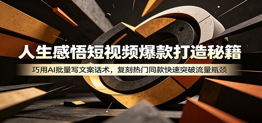 人生感悟短视频爆款打造秘籍:巧用A 批量写文案话术,复刻热门同款快速突破流量瓶颈-副业资源网