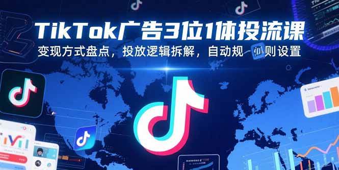 （15460期）TikTok广告3位1体投流课，变现方式盘点，投放逻辑拆解，自动规则设置-副业资源网