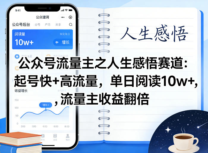 公众号流量主之人生感悟赛道，起号快+高流量，单日阅读10w+，流量主收益翻倍-副业资源网