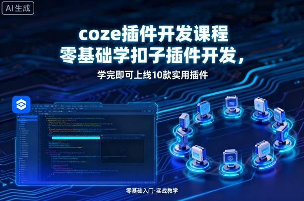 coze插件开发课程，零基础学扣子插件开发，学完即可上线10款实用插件-副业资源网