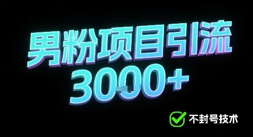 新的安全引流方式可用于男粉项目，不会封号，收益可观-副业资源网