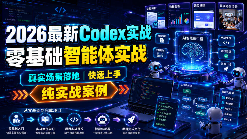 2026最新Codex实战零基础智能体实战，真实场景落地，快速上手，纯实战案例-副业资源网
