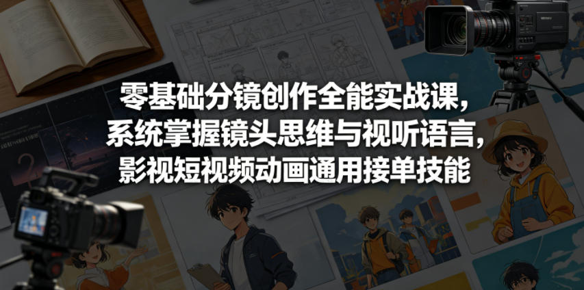 零基础分镜创作全能实战课,系统掌握镜头思维与视听语言,影视短视频动画通用接单技能-副业资源网