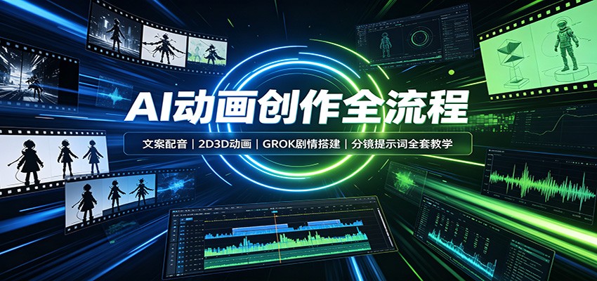 AI动画创作全流程:文案配音,2D3D动画,GROK剧情搭建,分镜提示词全套教学-副业资源网