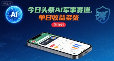今日头条AI军事赛道，单日收益多张 ，手机可做【附指令】-副业资源网