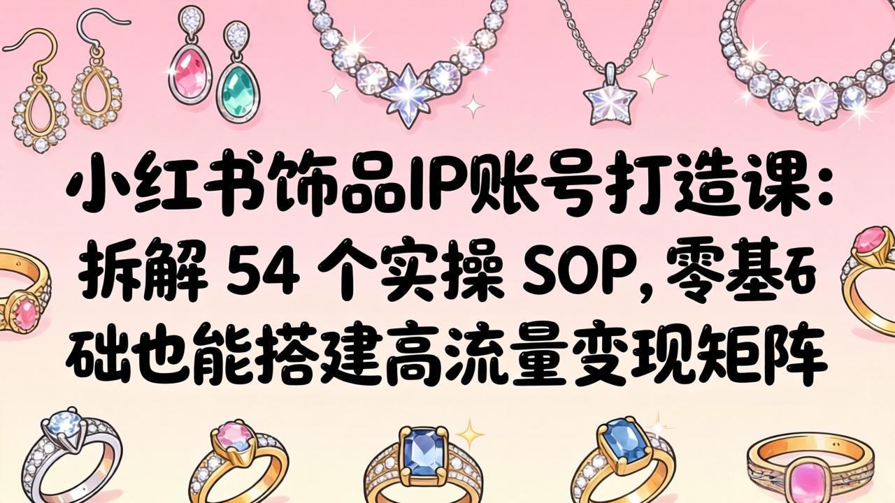 小红书饰品IP账号打造课：拆解 54 个实操 SOP，零基础也能搭建高流量变现矩阵-副业资源网