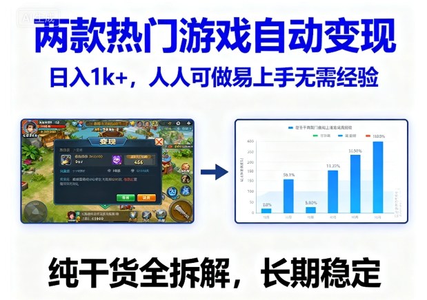 两款热门游戏自动变现，日入1k+，人人可做易上手无需经验，纯干货全拆解，长期稳定【揭秘】-副业资源网
