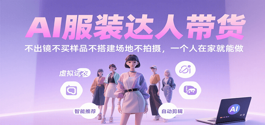 AI服装达人带货，不出镜不买样品不搭建场地不拍摄，一个人在家就能做-副业资源网