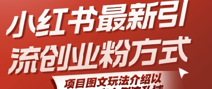 小红书最新引流创业粉方式，项目图文玩法介绍以及如何安全倒流私域-副业资源网