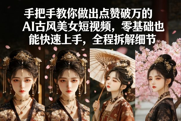 手把手教你做出点赞破万的AI古风美女短视频，零基础也能快速上手，全程拆解细节-副业资源网