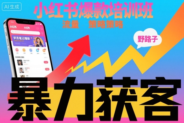 小红书爆款培训班,小红书获客野路子流量打法,暴力持续获客-副业资源网