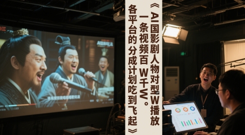 AI三国影视剧人物对口型唱歌玩法，一条视频百W千W播放，各平台的分成计划吃到飞起-副业资源网
