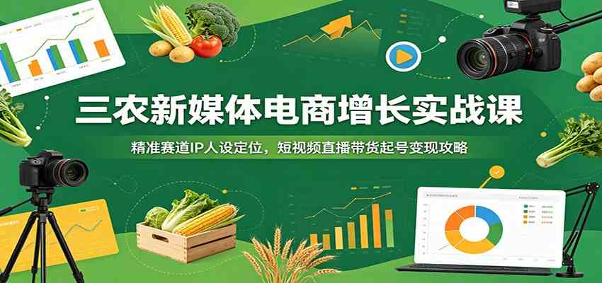 三农新媒体电商增长实战课：精准赛道IP人设定位，短视频直播带货起号变现攻略-副业资源网