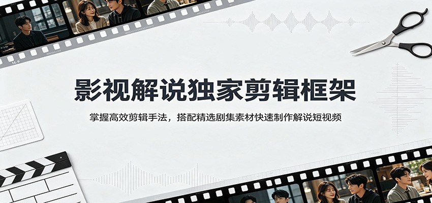 影视解说独家剪辑框架:掌握高效剪辑手法,搭配精选剧集素材快速制作解说短视频-副业资源网