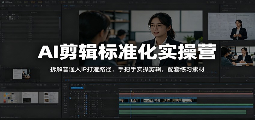 AI剪辑标准化实操营:拆解普通人IP打造路径,手把手实操剪辑,配套练习素材-副业资源网
