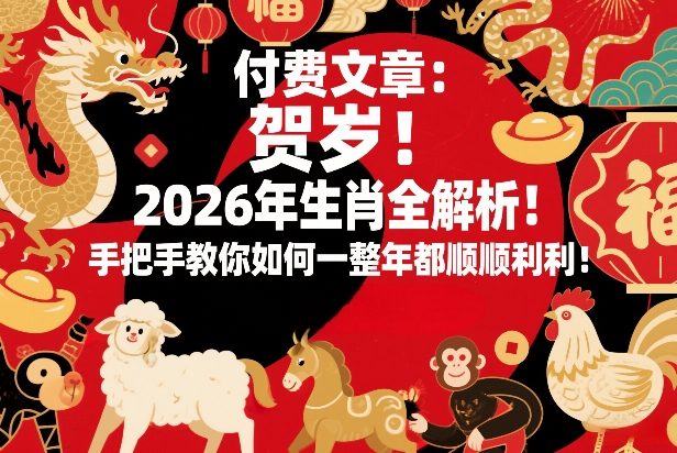 付费文章：贺岁！2026年生肖全解析！手把手教你如何一整年都顺顺利利！-副业资源网