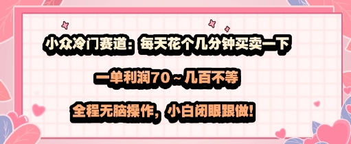 小众冷门赛道：每天花个几分钟买卖一下，一单利润70～几张不等，全程无脑操作，小白闭眼跟做-副业资源网
