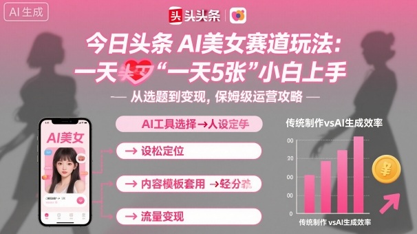 今日头条AI美女赛道玩法，一天轻松5张，小白轻松上手-副业资源网