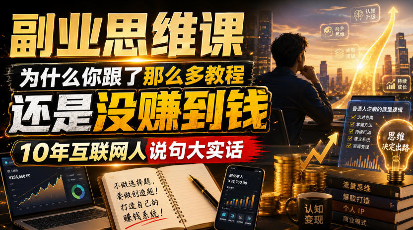 副业思维课,为什么你跟了那么多教程,还是没赚到钱,10年互联网人说句大实话【揭秘】 副业思维课,为什么你跟了那么多教程,还是没赚到钱,10年互联网人说句大实话【揭秘】
