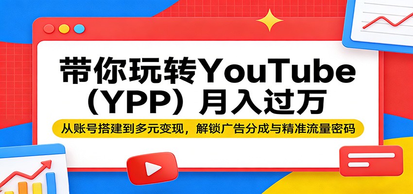 带你玩转YouTube（YPP）月入过万：从账号搭建到多元变现，解锁广告分成与精准流量密码-副业资源网