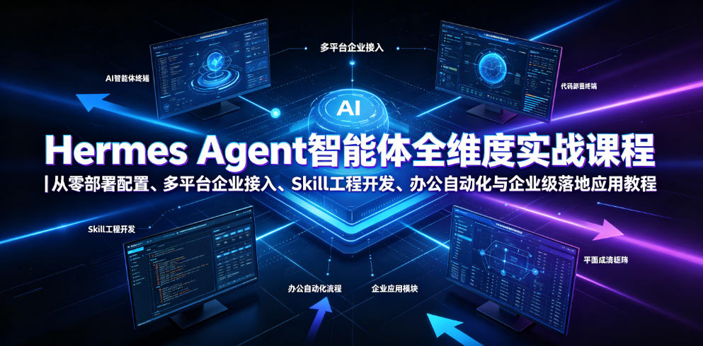Hermes Agent智能体全维度实战课程｜从零部署配置、多平台企业接入、Skill工程开发、办公自动化与企业级落地应用教程-副业资源网