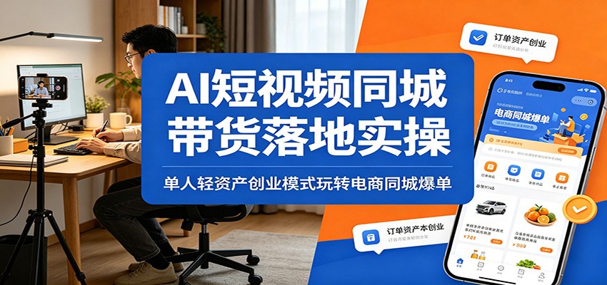 AI短视频同城带货落地实操：单人轻资产创业模式玩转电商同城爆单-副业资源网