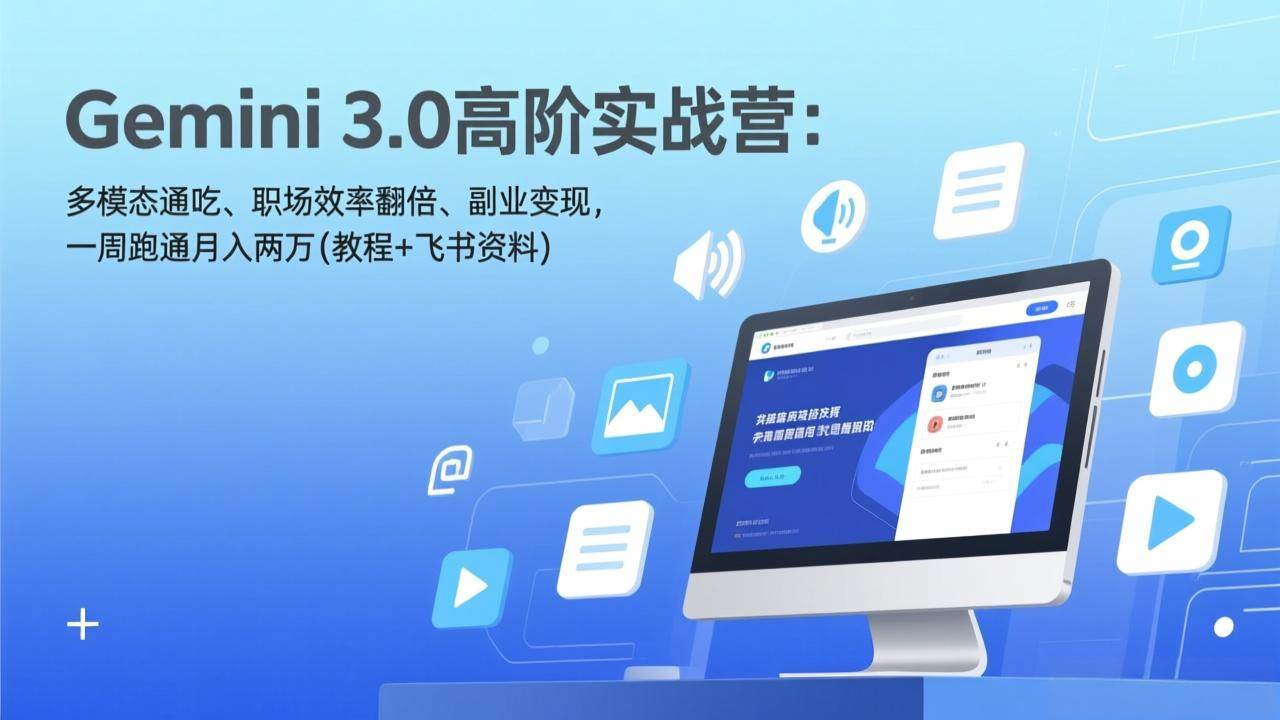 （17386期）Gemini 3.0高阶实战营：多模态通吃、职场效率翻倍、副业变现，一周跑通月入两万(教程+飞书资料)-副业资源网