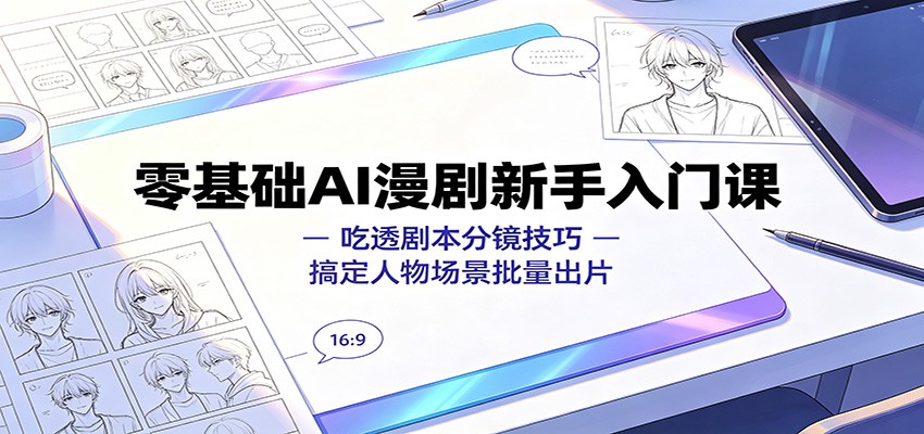 零基础AI漫剧新手入门课：吃透剧本分镜技巧，搞定人物场景批量出片-副业资源网