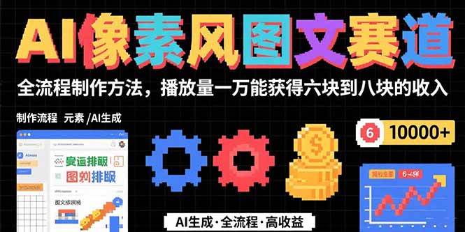 （15572期）AI像素风图文赛道：全流程制作方法，播放量一万能获得6块到8块的收入-副业资源网