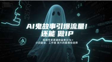 AI鬼故事引爆流量，还能做IP，视频号多渠道收益单日1k+，小白副业、工作室放大的最佳选择-副业资源网