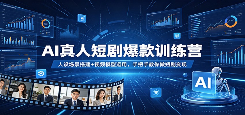 AI真人短剧爆款训练营：人设场景搭建+视频模型运用，手把手教你做短剧变现-副业资源网
