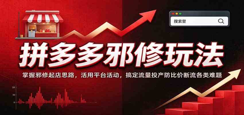 拼多多邪修玩法：掌握邪修起店思路，活用平台活动，搞定流量投产防比价断流各类难题-副业资源网