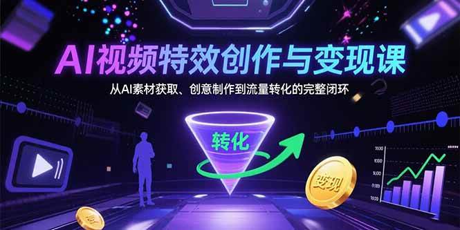 （15587期）AI视频特效创作与变现课：从AI素材获取、创意制作到流量转化的完整闭环-副业资源网