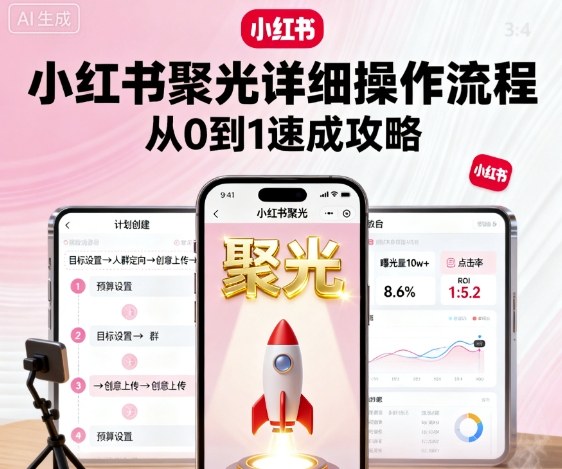 小红书聚光详细操作流程，小红书聚光从0到1速成攻略-副业资源网