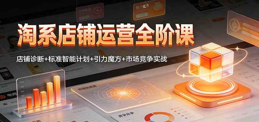 淘系店铺运营全阶课：店铺诊断+标准智能计划+引力魔方+市场竞争实战-副业资源网