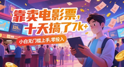 靠卖电影票，十天搞了7k+，小白无门槛上手，零投入【揭秘】-副业资源网