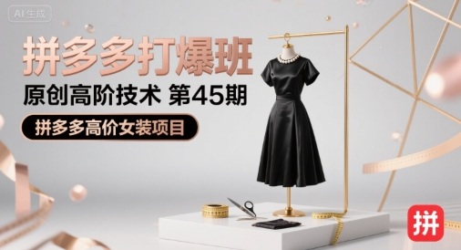 拼多多打爆班原创高阶技术第45期，拼多多高价女装项目-副业资源网