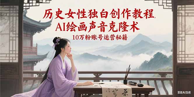 历史女性独白创作教程，AI绘画声音克隆术，10万粉账号运营秘籍-副业资源网