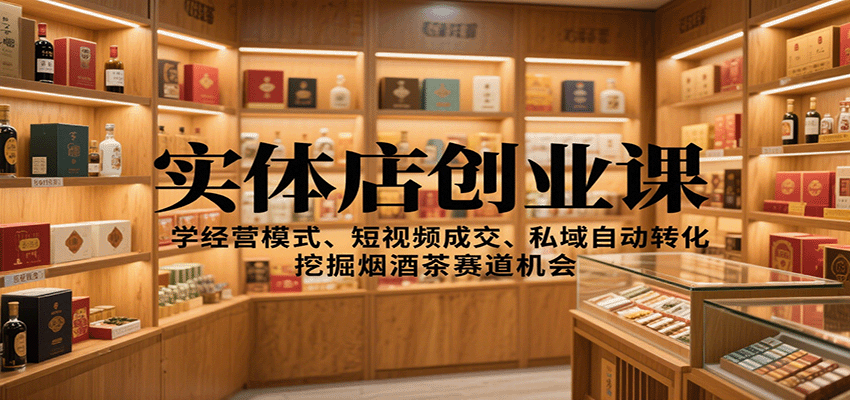 实体店创业课：学经营模式、短视频成交、私域自动转化，挖掘烟酒茶赛道机会-副业资源网