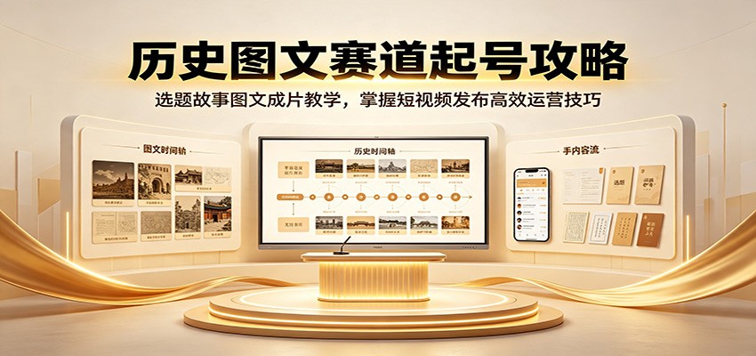 历史图文赛道起号攻略:选题故事图文成片教学,掌握短视频发布高效运营技巧-副业资源网