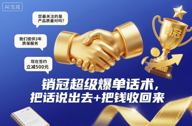 销冠超级爆单话术,把话说出去+把钱收回来-副业资源网