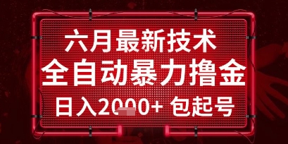 六月最新技术全自动暴力撸金，稳定日入2k+包起号，长期稳定【揭秘】-副业资源网