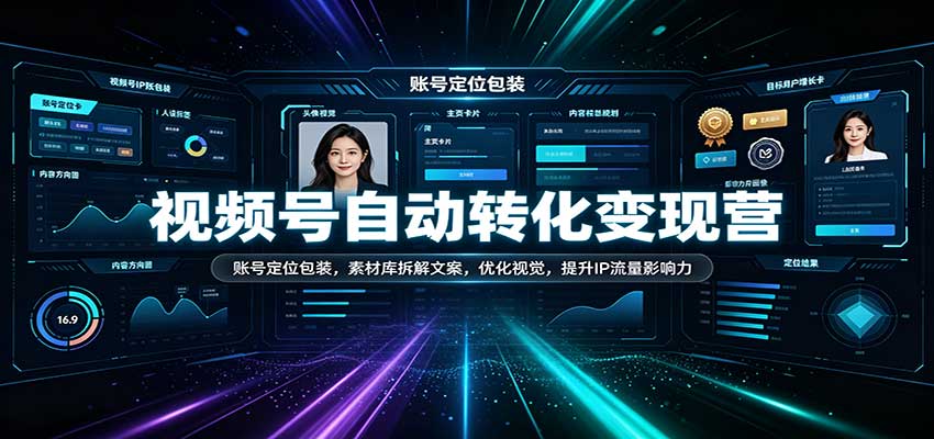 视频号自动转化变现营：账号定位包装，素材库拆解文案，优化视觉，提升IP流量影响力-副业资源网